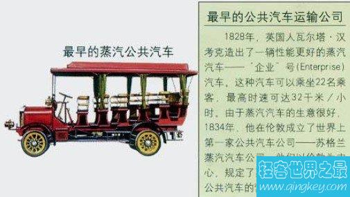 世界上最早的公交车，只能坐的下六个人，时速为20公里